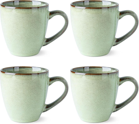 GBHOME Ceramic Coffee Mugs Set of 4, 12oz Stoneware Coffee Mugs Set For Dad Mom Women MEN, Light Weight Ceramic Coffee Cups for Latte/Tea/Beer/Hot Cocoa, Dishwasher & Microwave Safe, Pastel Green