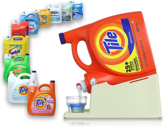 Skywin Laundry Detergent Holder Stand with Tray, Laundry Detergent Stand with Non-Slip Rubber Feet for Washing Space Organization, Easy Pour (Green)