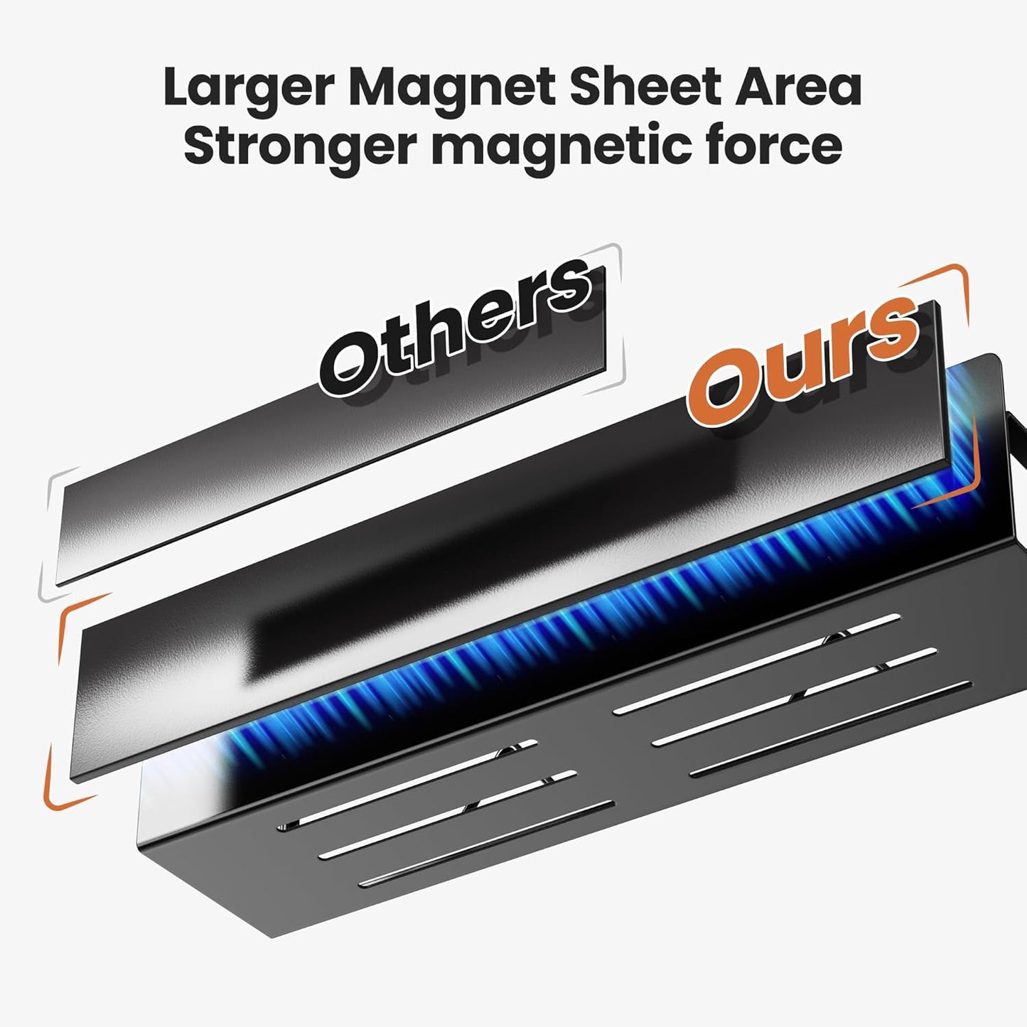 16.9 Inch Wide Large Capacity Magnetic Spice Rack for Refrigerator, 4 Pack Metal Fridge Shelf, Black