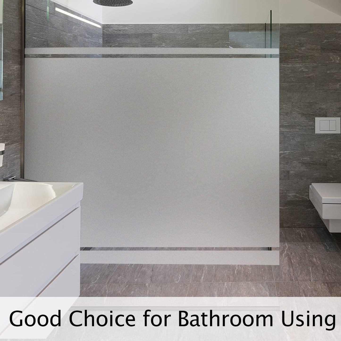 HIDBEA Frosted Window Privacy Film Heat Control UV Blocking, Static Cling Non-Adhesive Reusable Door coverings for Bathroom Home Office (Frosted 17.7 Inch x 8.2 Feet)