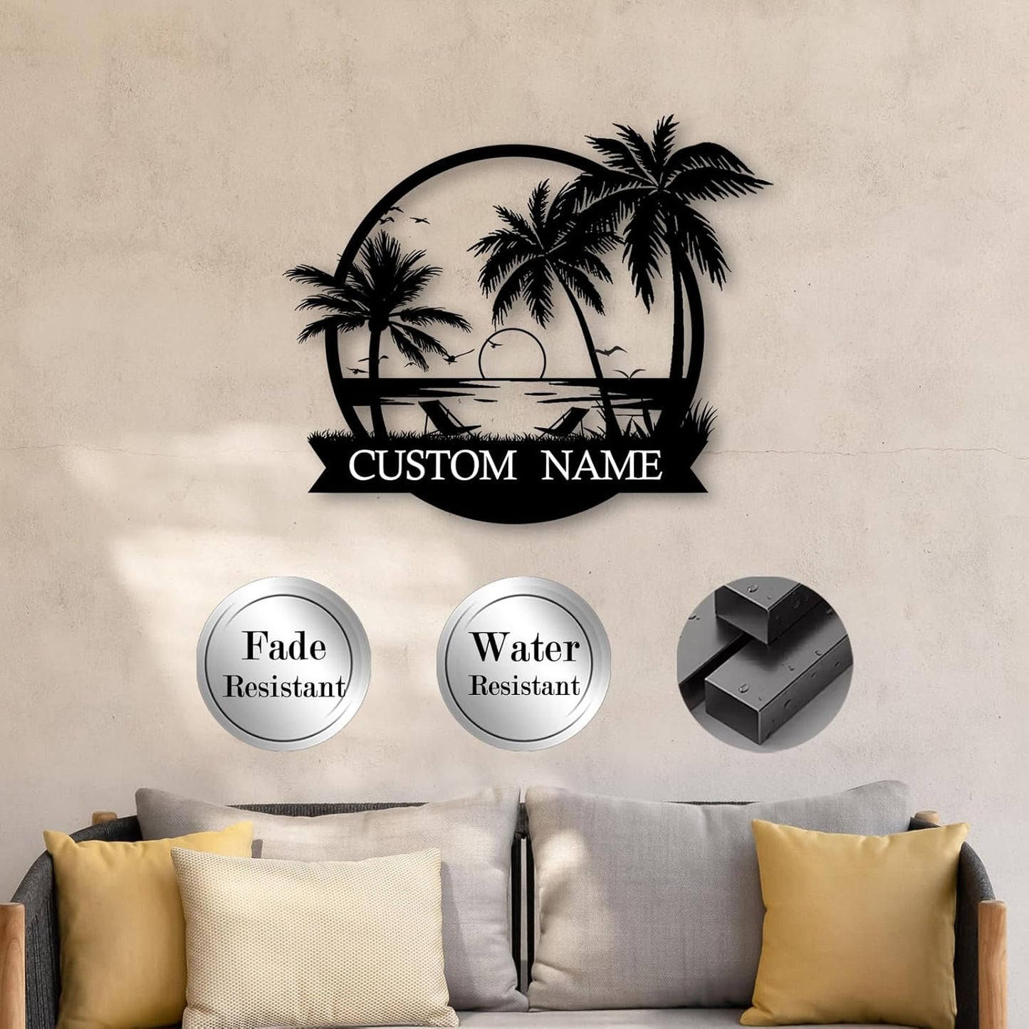 Custom Metal Beach Wall Art Sign - Personalized Size Outdoor/Indoor, Surfboard Decor, Lake House & Coastal Home Decor, Summer Gift - MADE IN USA