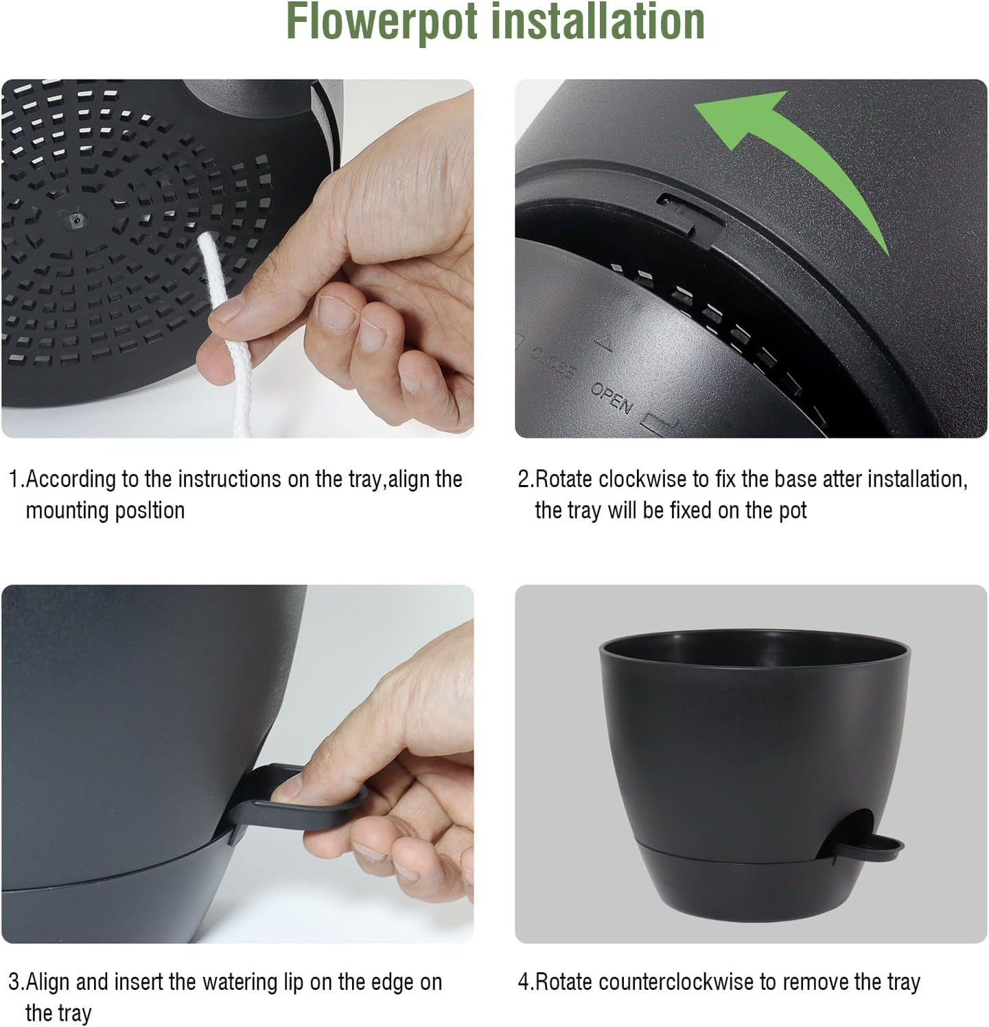 12/10/9 inch Large Self Watering Pots, Planter, Plant Pots with Mesh Drainage Holes for Indoor Outdoor Garden Plants, Plastic Flower Pots with Removable Deep Reservoir, Black