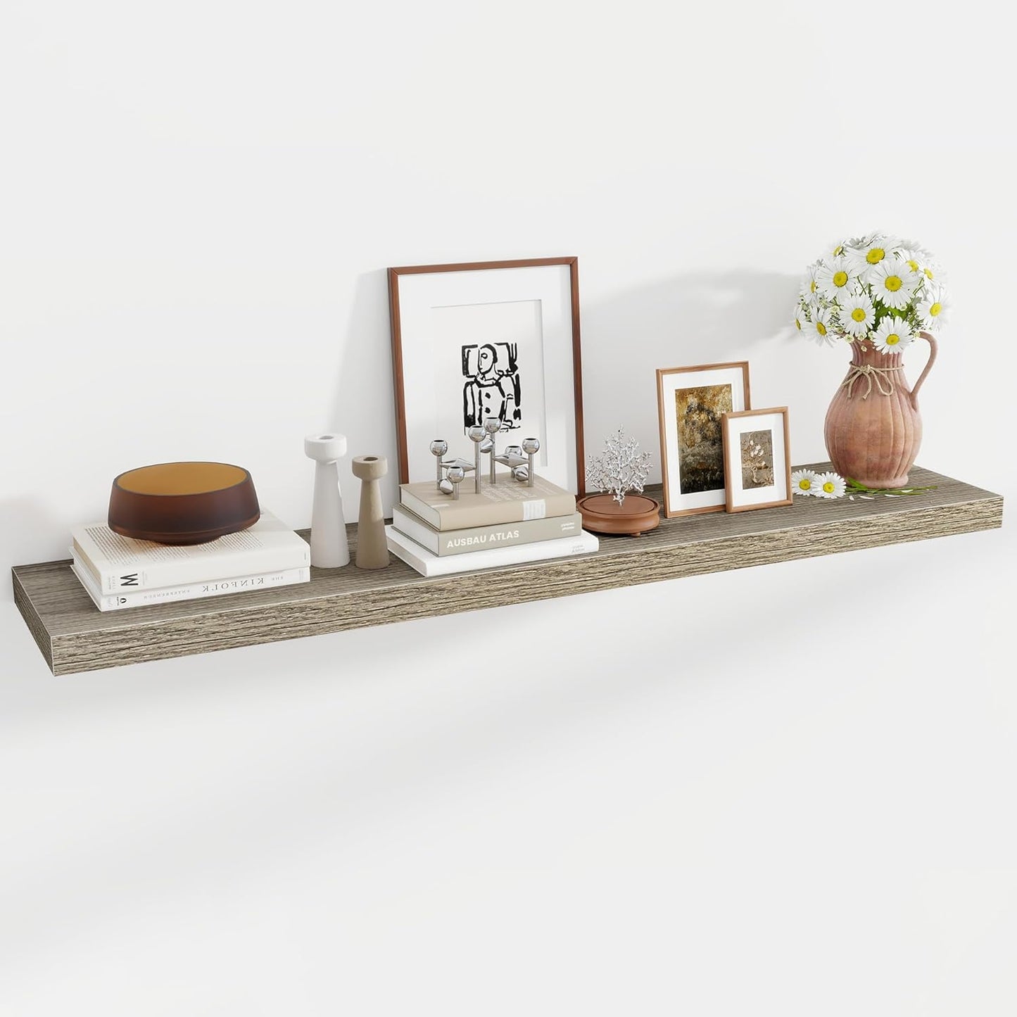 55 Inch Floating Shelves, 12 Inch Deep Floating Shelves for Wall, Floating Shelf with Invisible Brackets, Deep Shelves for Bathroom, Bedroom, Living Room, 1 Pack, Grey