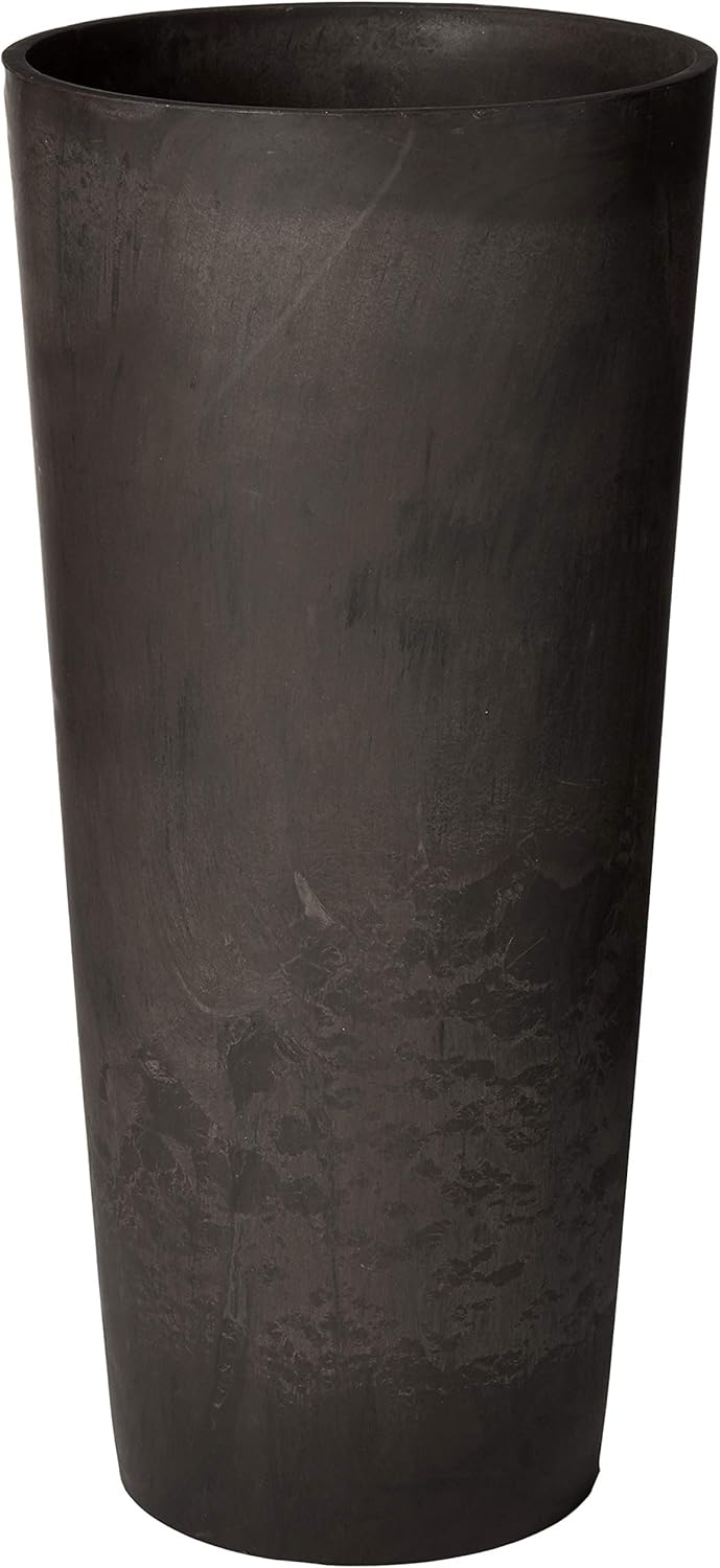 Dark Charcoal Marble S32DCM Contempo Tall Round Planter, 13 by 28-Inch