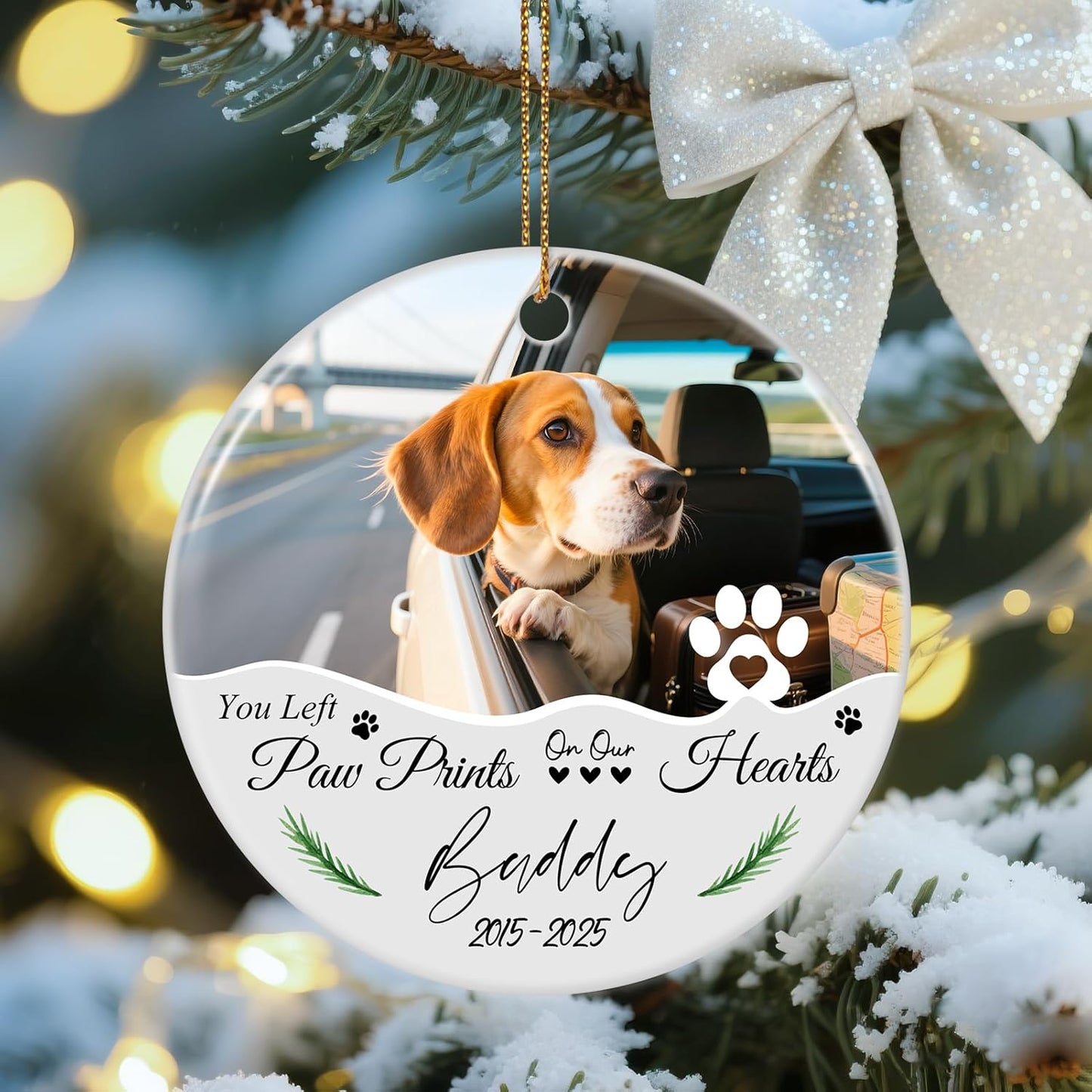 Custom Dog Memorial Gifts, Personalized Pet Memorial Ornament, Ceramic Christmas Ornaments 2025, Sympathy Keepsake Gift for Loss of Loved One, Dog Lover Gifts