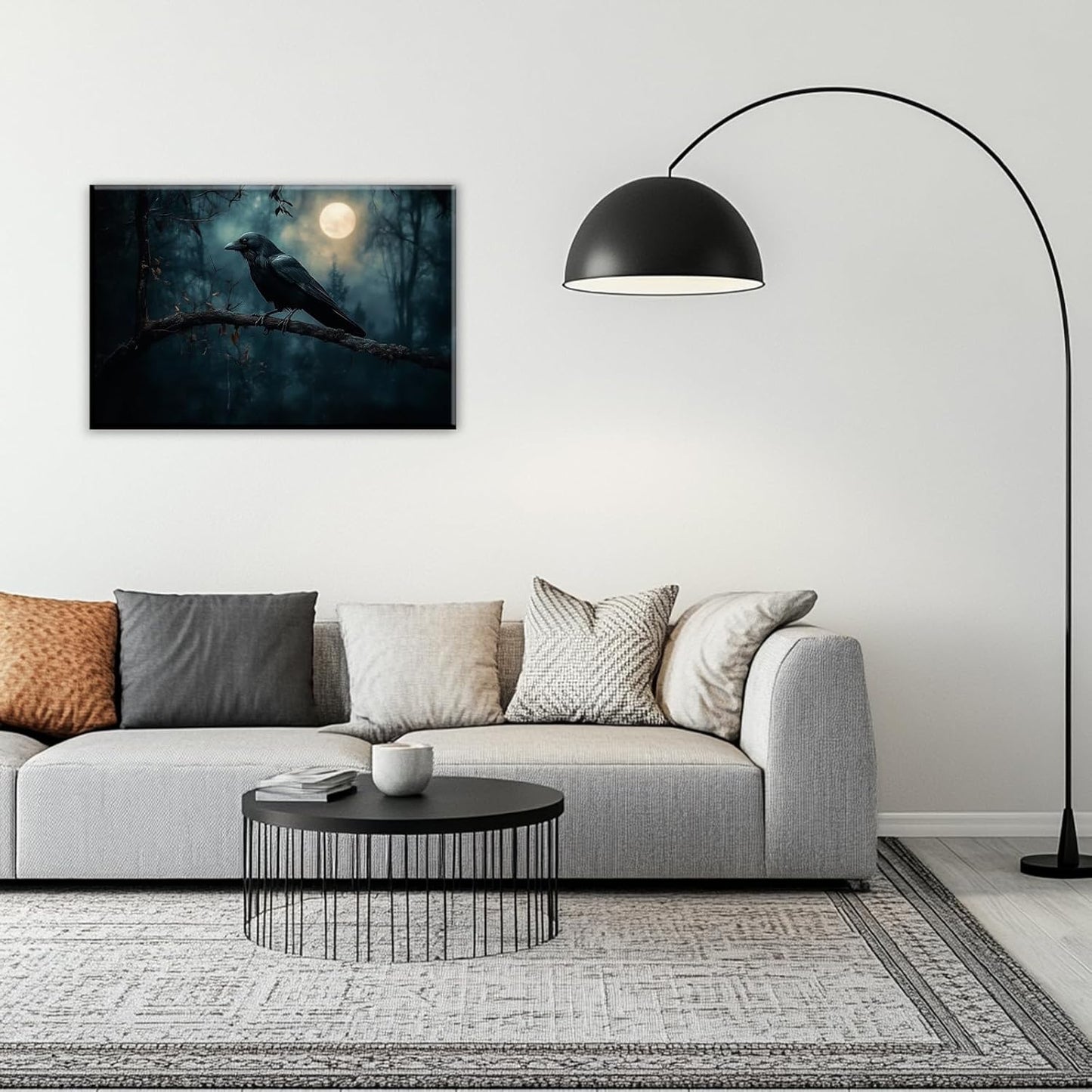 Crow Picture Wall Art Black Crow Canvas Prints Vintage Halloween Decoration Gothic Raven Art Poster Dark Academia Spooky Painting Horror Picture Home Decor(Artwork-2,12"x18")