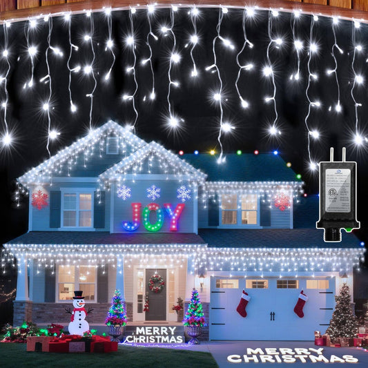 1620 LED Christmas Lights with 360 Drops,164ft 8 Modes Fairy Hanging String Lights with Time Waterproof, Plug-in Hanging String Lights for Holiday Wedding Party Christmas Decor (Cool White)