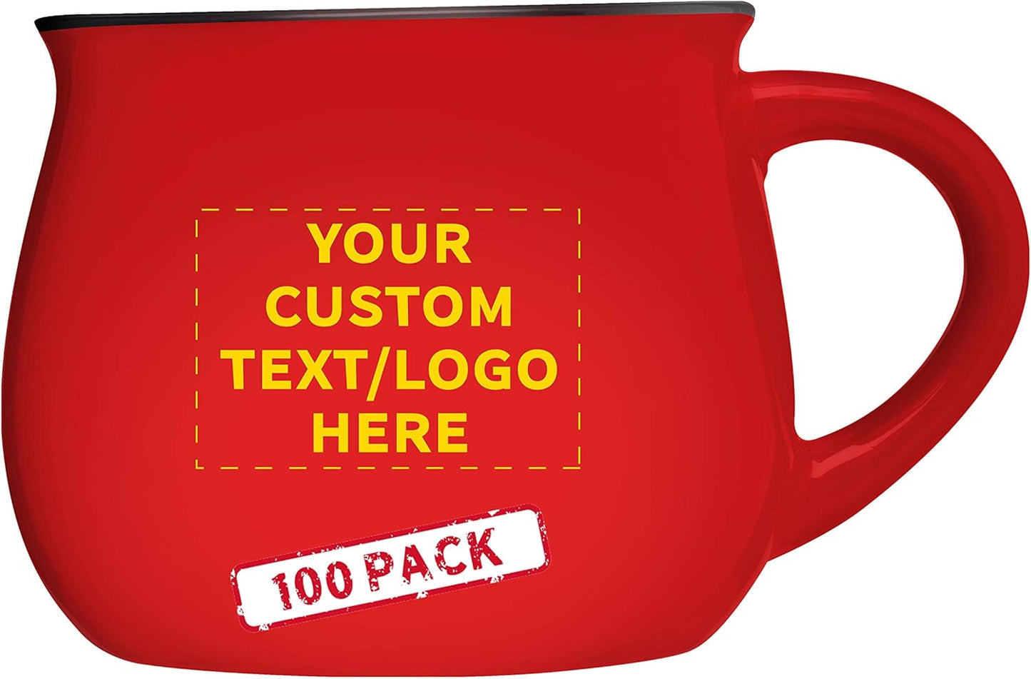 Custom Glazed Campfire Coffee Mugs 12 oz. Set of 100, Personalized Bulk Pack - Perfect for Coffee, Tea, Espresso, Hot Cocoa, Other Beverages - Red