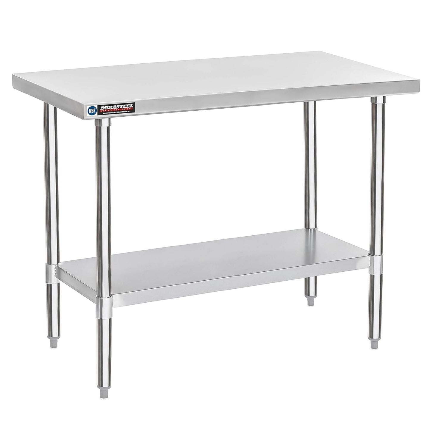 DuraSteel 24x48 Stainless Steel Work Table - NSF Commercial Prep Metal Table - Outdoor Pizza Oven Stand w/Under Shelf - Kitchen Island Laundry Utility Garage Microwave Stand Large Rolling Storage Cart