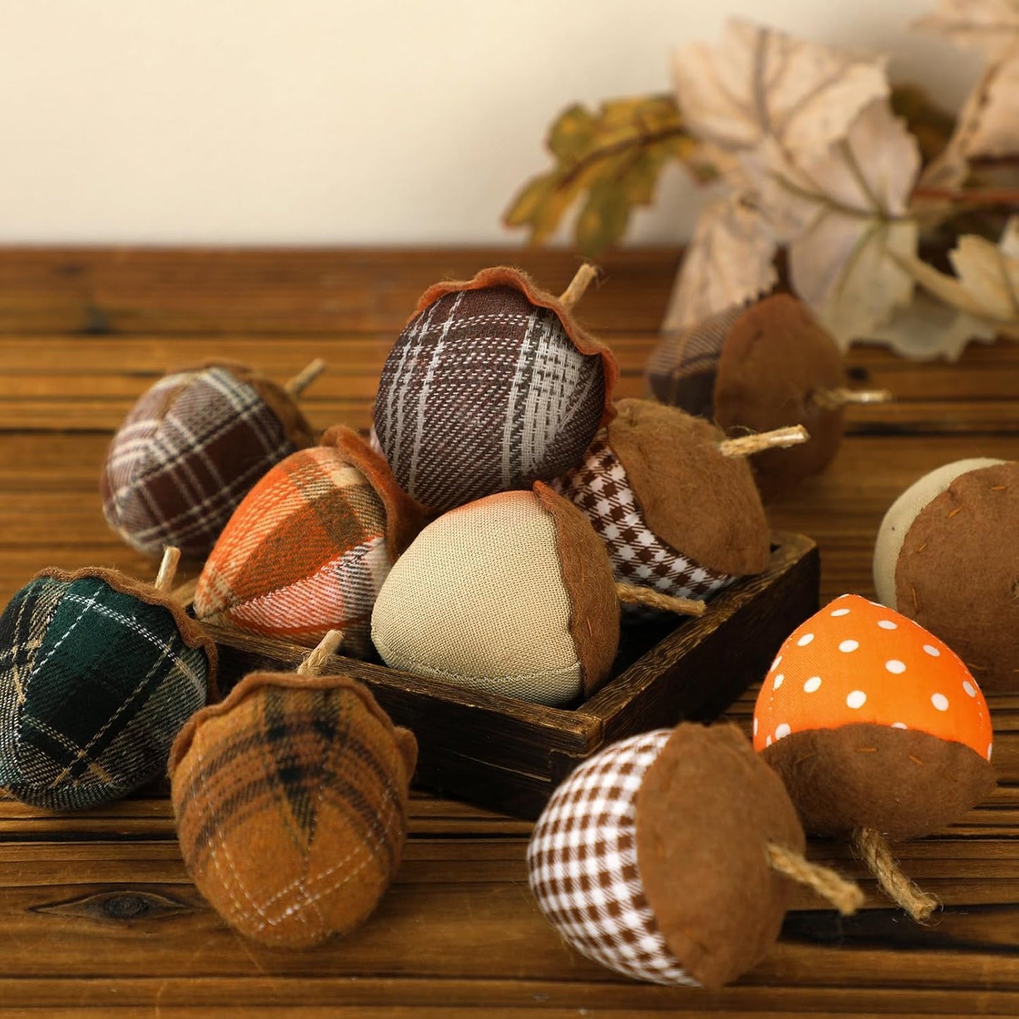 12 Pcs Fall Felt Acorn Ornaments Thanksgiving 3D Fabric Acorn Hanging Ornaments Fall 3.15 Inch Christmas Tree Felt Decorations for Tree Harvest Party Decor