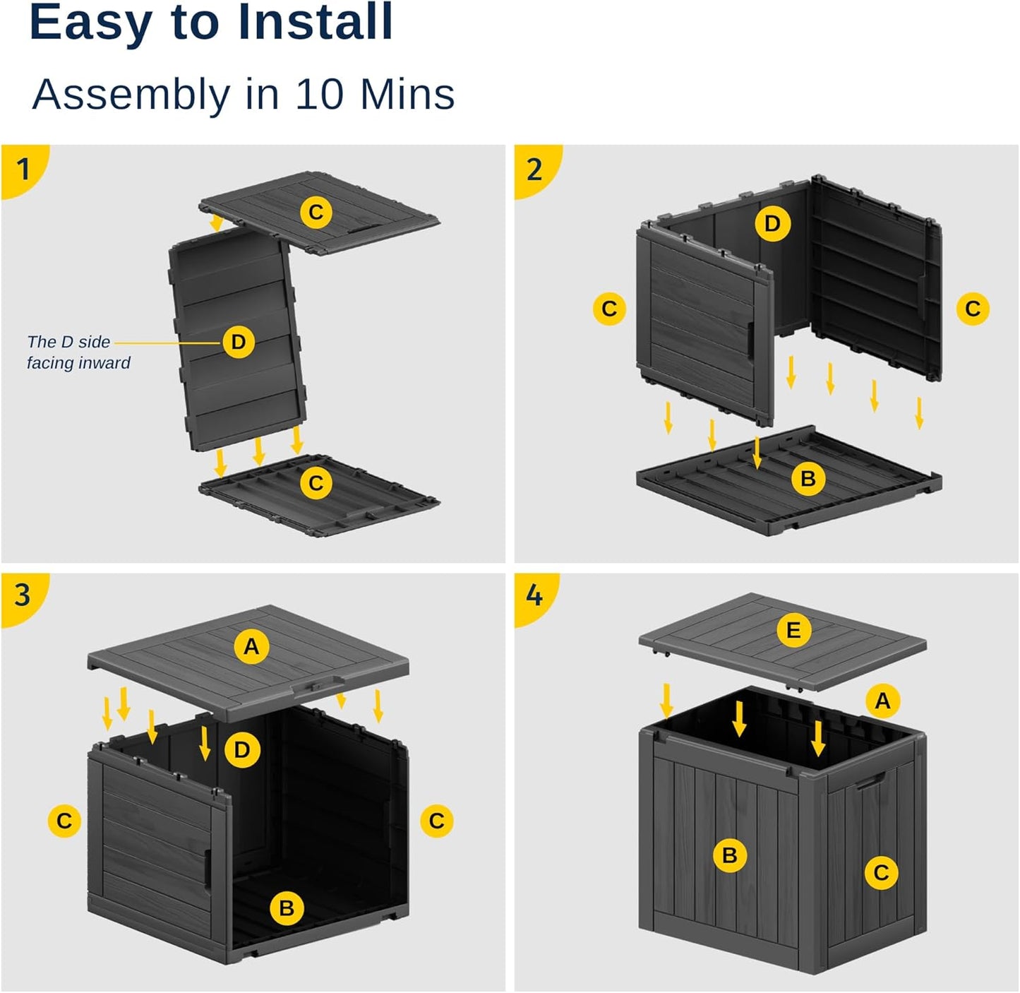 EAST OAK Outdoor Storage Box, 31 Gallon Deck Box, Waterproof Resin Storage Bin for Patio Cushions, Gardening Tools, Accessories, Lockable, UV Resistant, Black