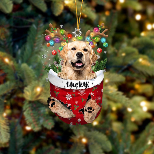 Golden Retriever 2 Dog Christmas Ornament, Golden Retriever 2 in Snow Pocket Christmas Tree Ornament, Dog Lovers Gift Idea Xmas, Christmas Decorations for Tree, Christmas Ornament Gift for Dog Lovers