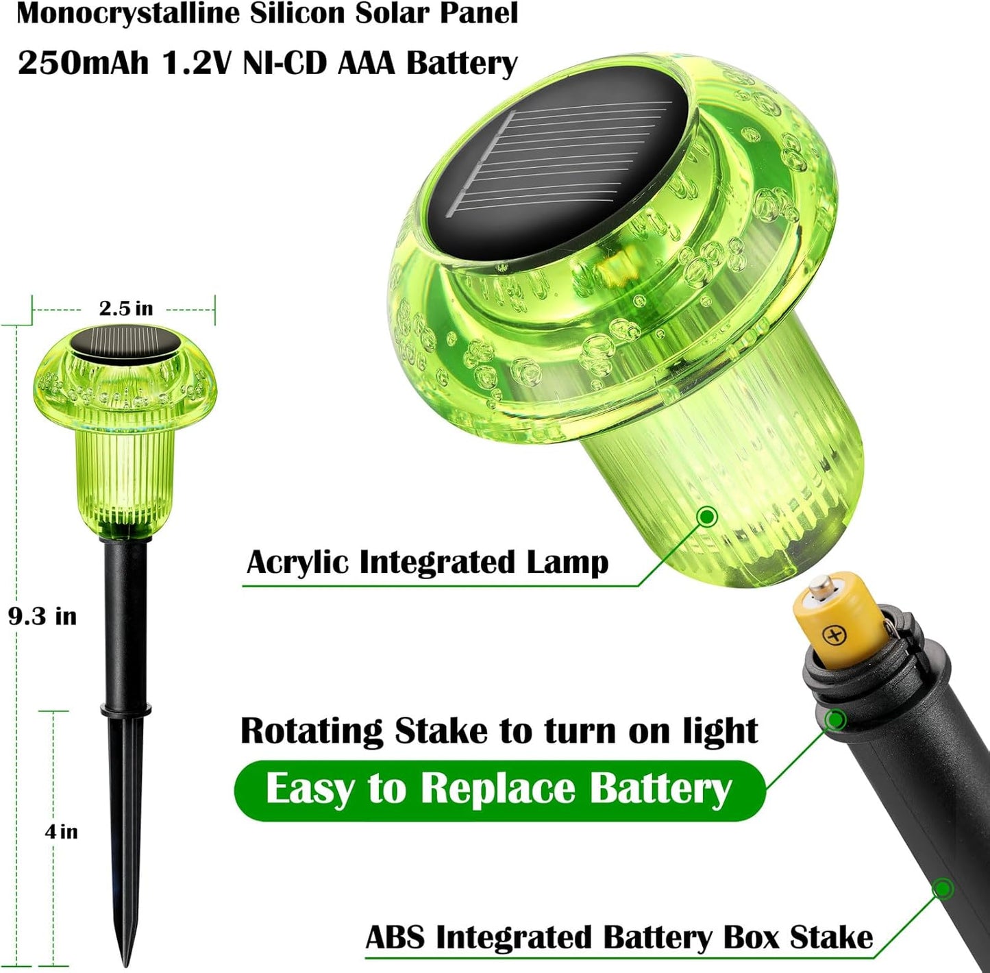 Halloween Solar Lights Outdoor 8 Pack Green LED Waterproof Mushroom Outside Lights for Yard Garden Patio Pathway Walkway Landscape Halloween Decorations