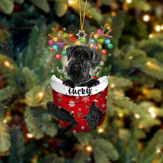 Giant Schnauzer Dog Christmas Ornament, Giant Schnauzer in Snow Pocket Christmas Tree Ornament, Dog Lovers Gift Idea Xmas Decor, Christmas Decorations for Tree, Christmas Ornament Gift for Dog Lovers