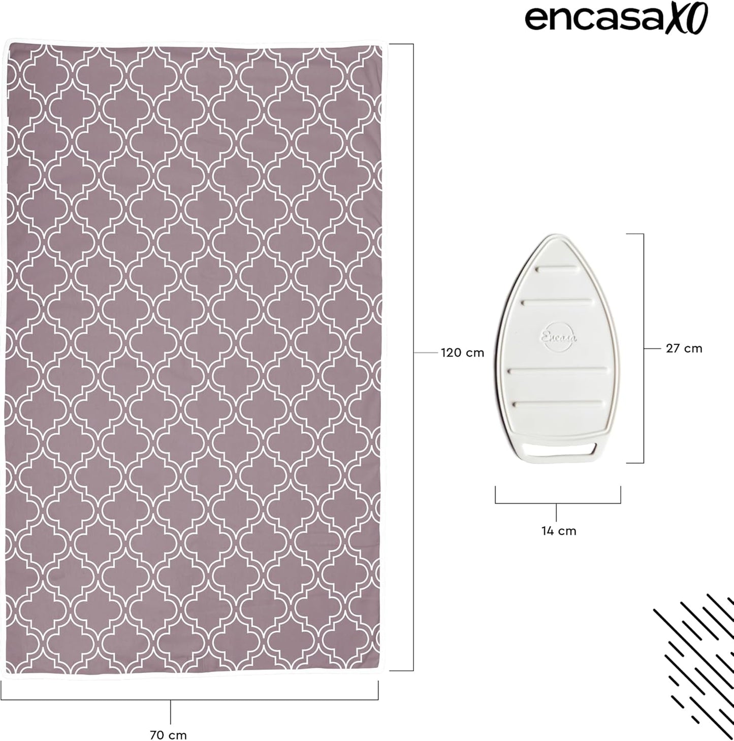 Encasa Homes Ironing Mat/Pad (Large 48"x28") with 3mm Padding & Silicone Iron Rest for Steam Pressing on Tabletop or Bed - Heat Resistant, Portable, Quilting & Travel Blanket - Mauve Tiles