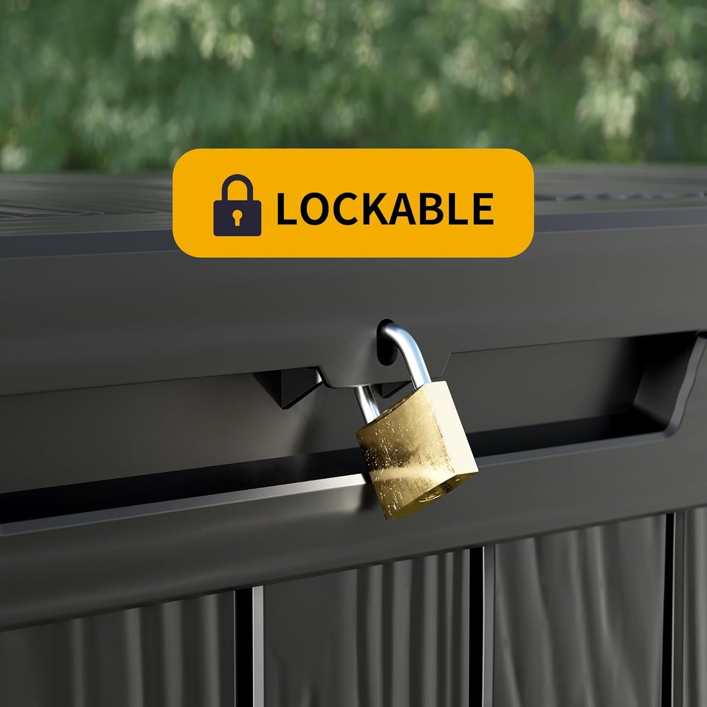 200 Gallon Outdoor Storage Box Waterproof Lockable Resin Deck Box Large, Patio Storage Bin for Pool Accessories Cushion Furniture, Garden Tools, UV-Resistant Outside Delivery Black