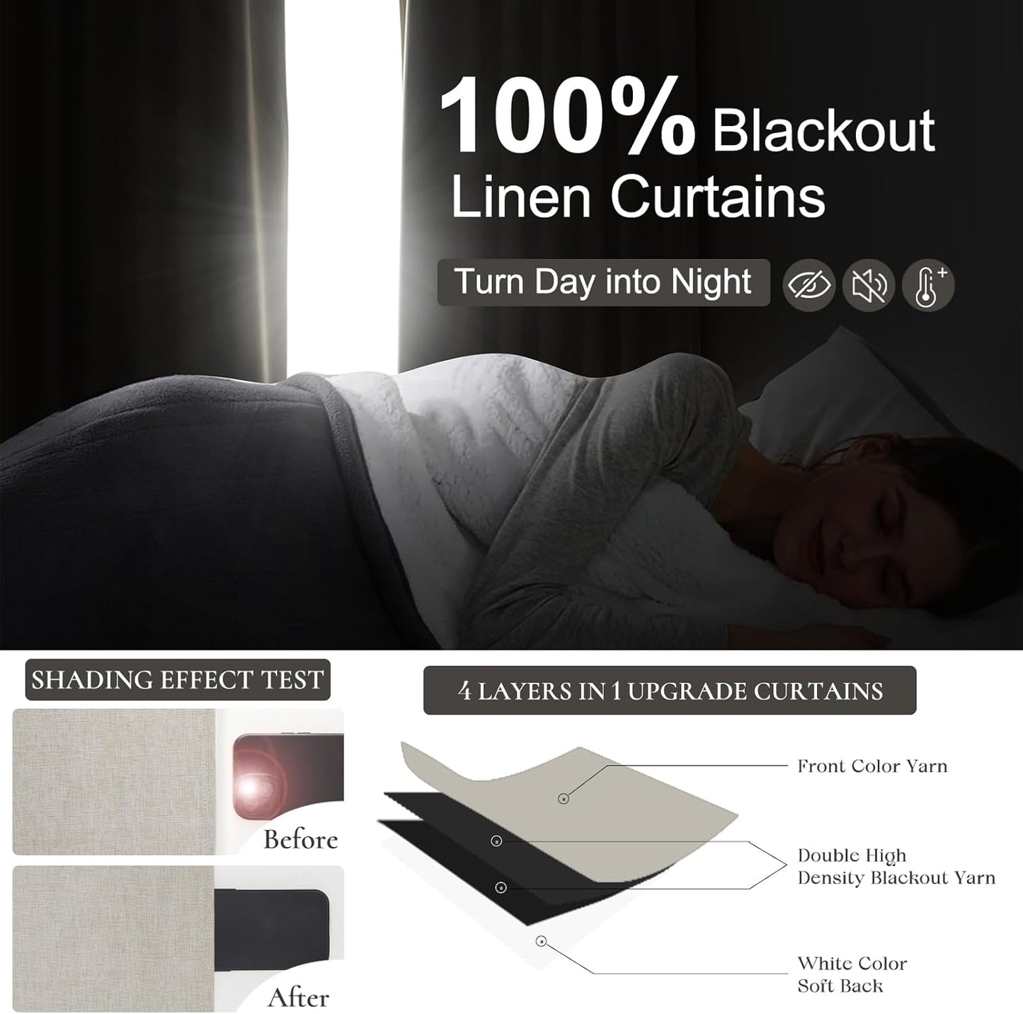 100 Inch Length Extra Wide Pinch Pleated Blackout Curtains 84 Inch Long for Living Room,Farmhouse Natural Linen Thick Burlap Heavy Duty Insulated Sliding Door Large Window Drapes(100"W x 84"Lx2Panels)