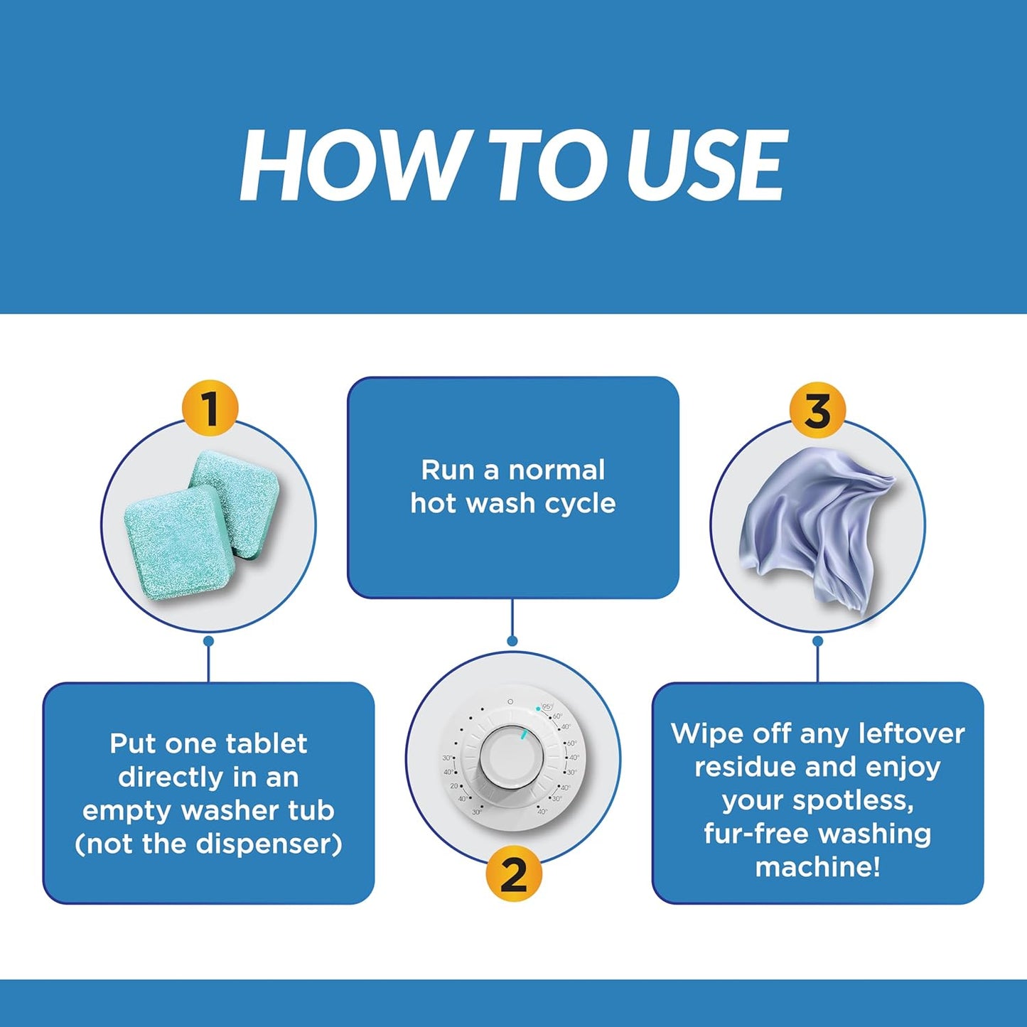 Washing Machine Cleaner Tablets - 24 Count 1-Year Supply | Formulated for Pet Owners | Pet-Friendly Deep Descaler | HE, Top & Front Load | Septic Safe & Eco-Friendly | Eliminates Odor & Residue