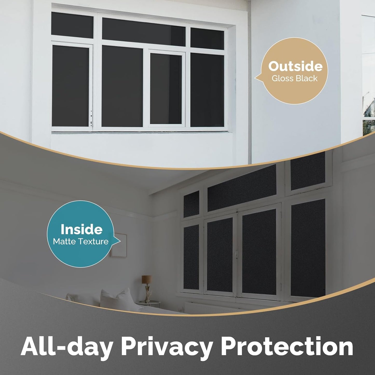 DOWELL Blackout Window Film, 100% Light Sun Blocking Static Cling Frosted Privacy Film for Glass, Heat Control Removable Window Tint, Room Darkening Cover for Day Sleep, Black, 35.4" x 78.5"