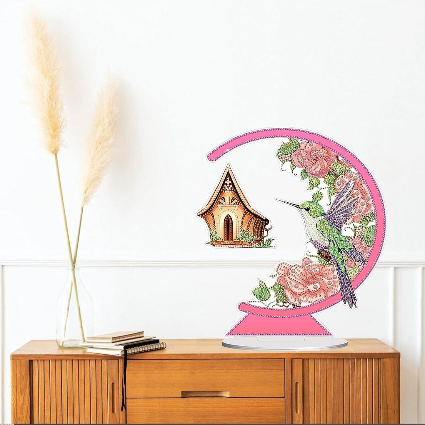 Diamond Painting Kits for Adults Beginners, 5D Full Drill Bird Crystal Art Desktop Ornament, DIY Single Sided Home Office Desk Decor, Creative Craft Gift Set with Tools