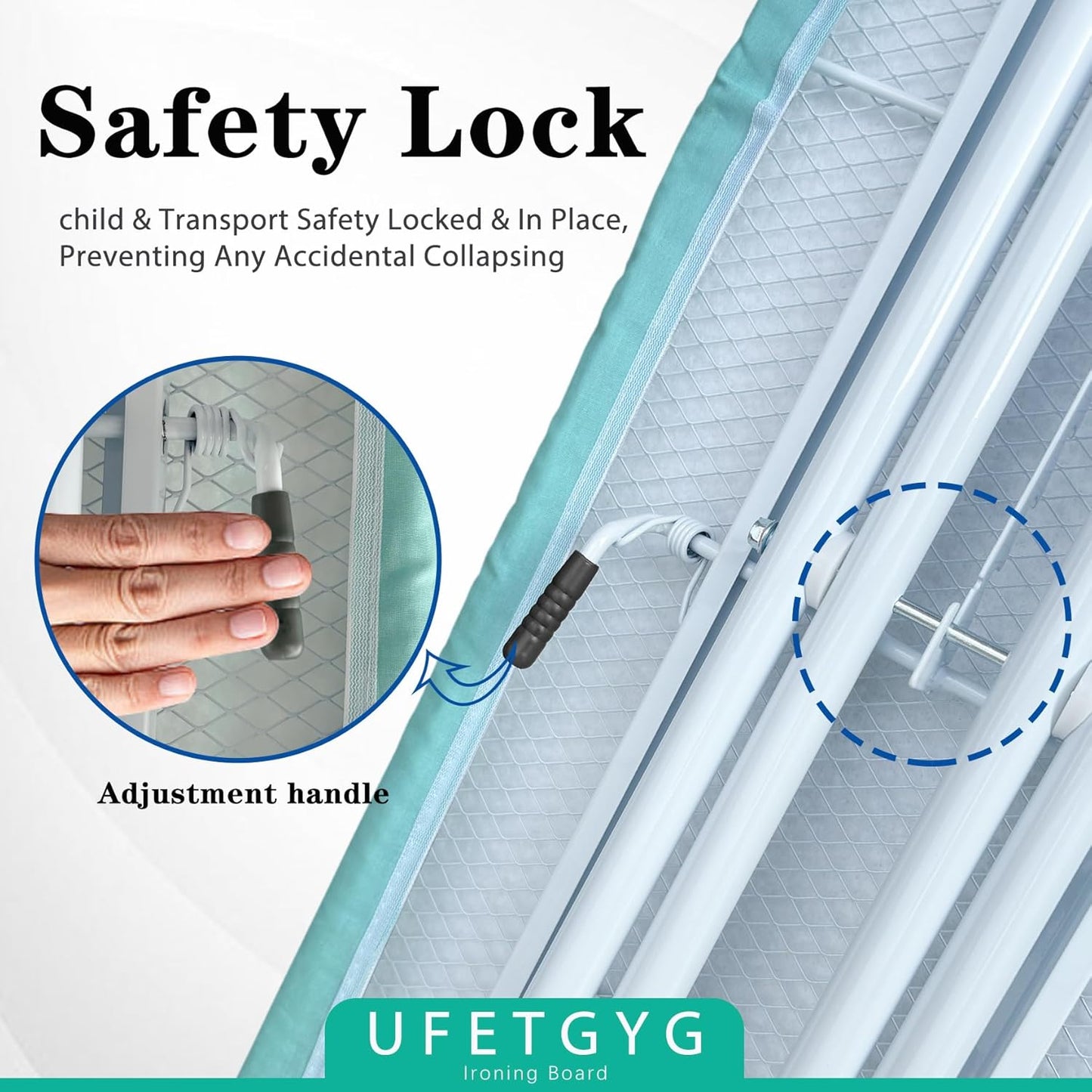 Ironing Board,Full Metal Construction| Height Adjustable, 43" X 13" W/with Iron Rest Heat & Scorch Resistant Fabric, Anti-Skid Feet, Heavy Duty| Easy to Fold