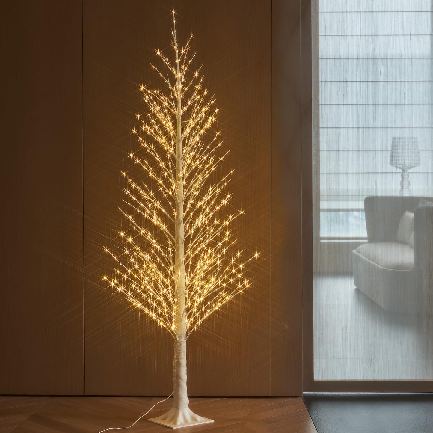 Fudios Lighted White Tree Alpine 6FT 810 LED Fairy Lights, Artificial Winter Twig Tree Lights Plug in for Christmas Indoor Outdoor Home Decoration