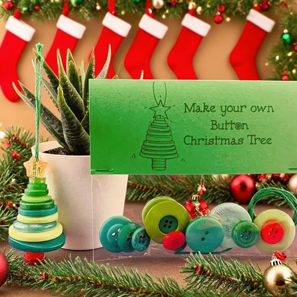 DIY Christmas Button Ornament Making Set - Snowman/Santa/Angel, Fun Holiday Craft Kit for All Ages, Ideal Xmas Tree Hanging Decor & Festive Gifts (C 8)