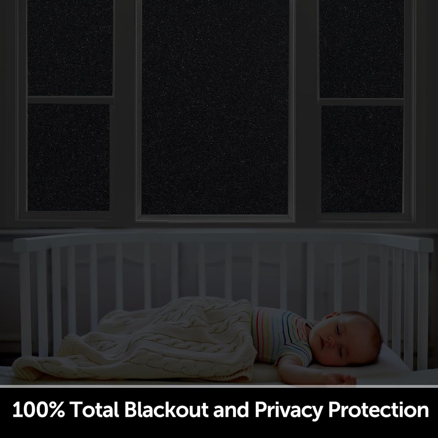 HIDBEA Blackout Window Film,100% Light Blocking Room Darkening Window Privacy Film,Frosted Glass Window Film Heat Control, Removable Window Cover Tint for Day Sleep (Black,35.4in x 6.5ft)