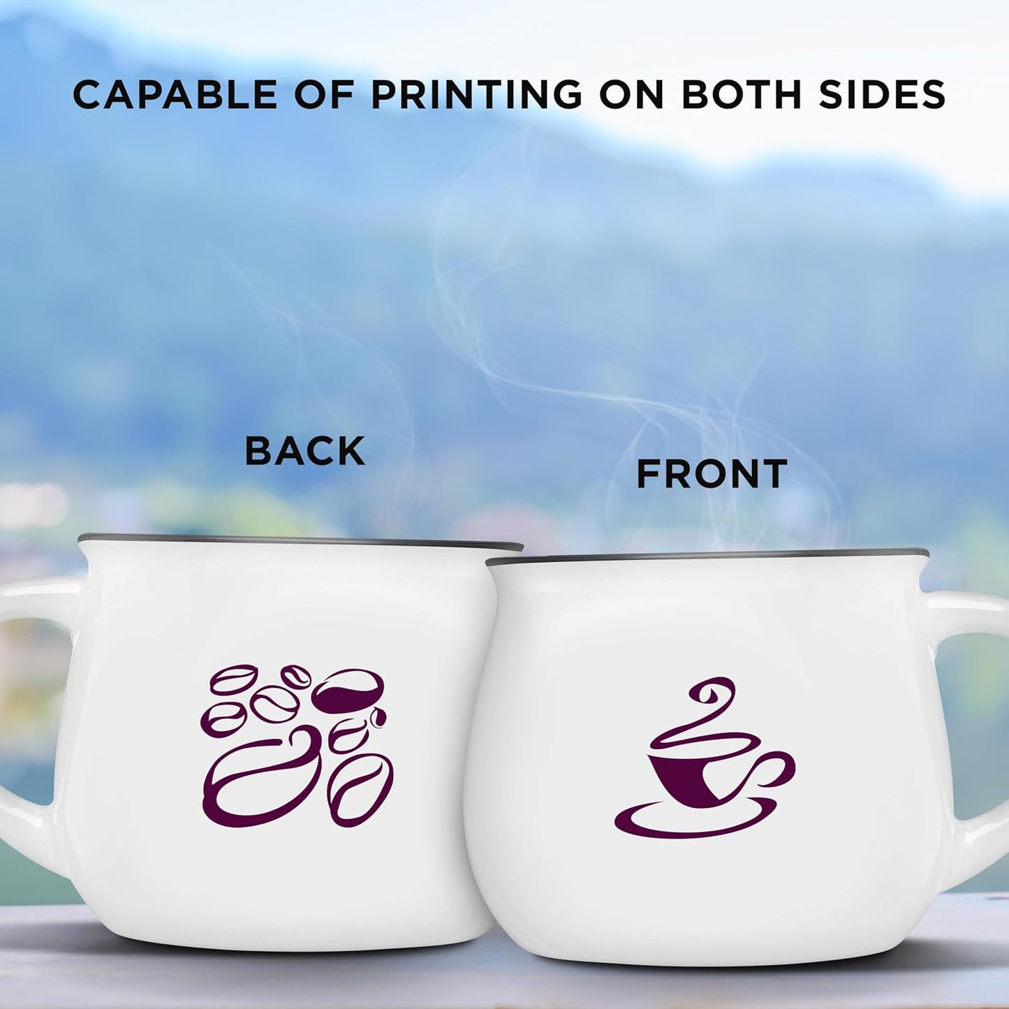 Custom Glazed Campfire Coffee Mugs 12 oz. Set of 100, Personalized Bulk Pack - Perfect for Coffee, Tea, Espresso, Hot Cocoa, Other Beverages - White