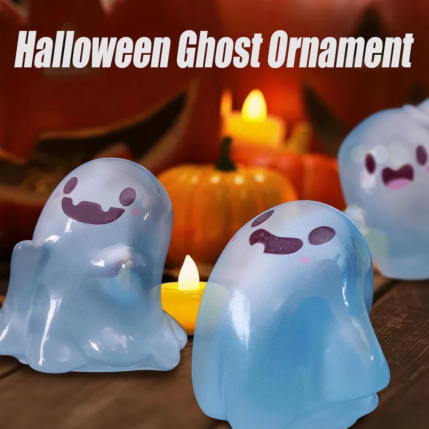 32 Sets Halloween Mini Ghost Figures with Box, Glow in The Dark Mini Resin Ghosts, Luminous Ghost Miniature Resin Figurines for Halloween Party Favors (6PCS)