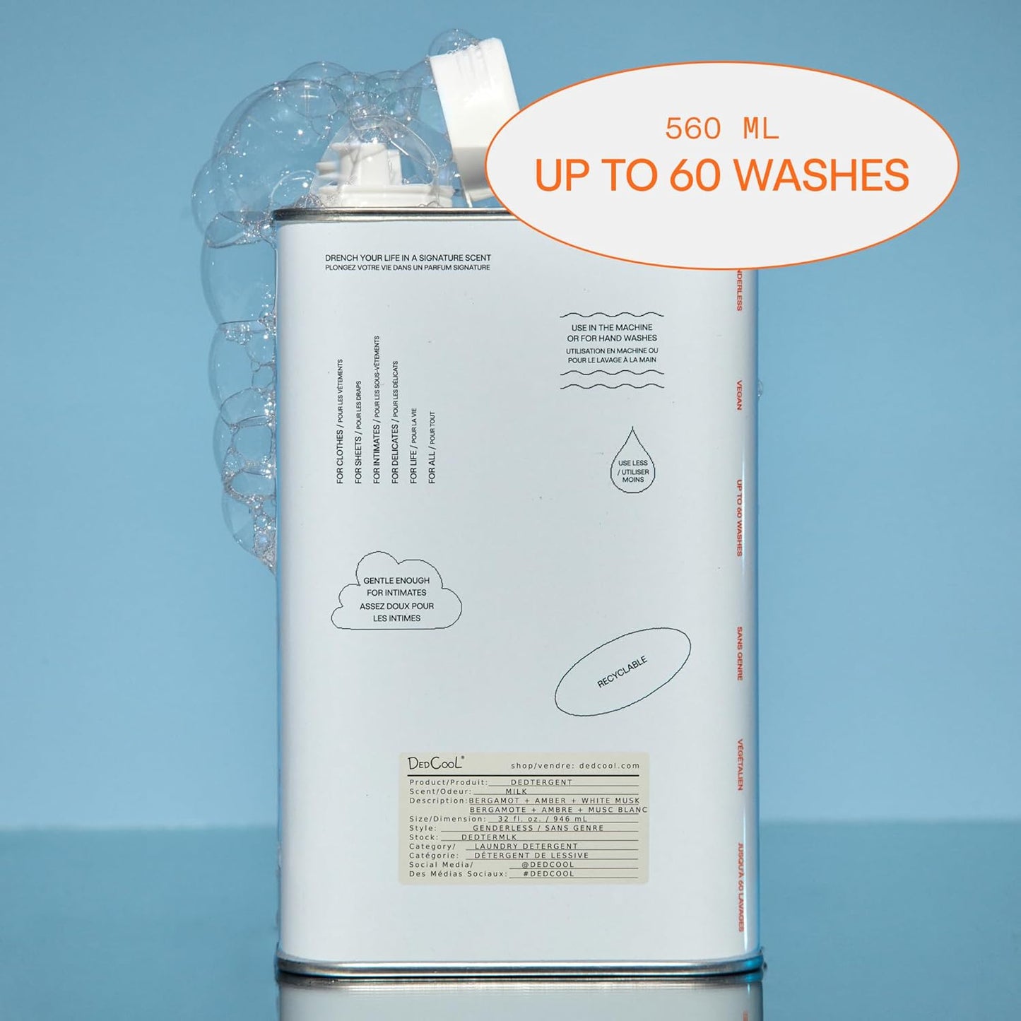 DedCool Liquid Laundry Dedtergent (Red Dakota, 32 fl oz) Luxurious Fragrance, Scented, Removes Stains, Ideal for 60 Washes, Infused with Natural Essential Oils, Vegan, Non-Toxic, Cruelty & Dye Free