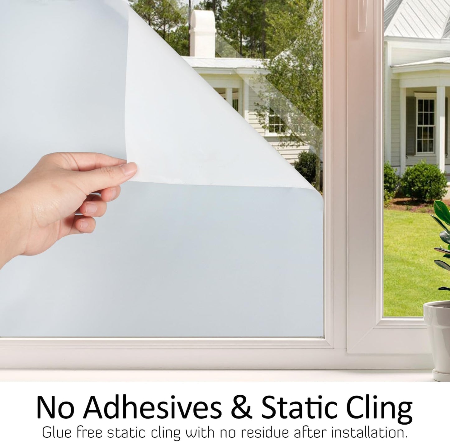 HIDBEA Frosted Window Privacy Film Heat Control UV Blocking, Static Cling Non-Adhesive Reusable Door coverings for Bathroom Home Office (White Frosted 23.6 Inch x 13.1 Feet)