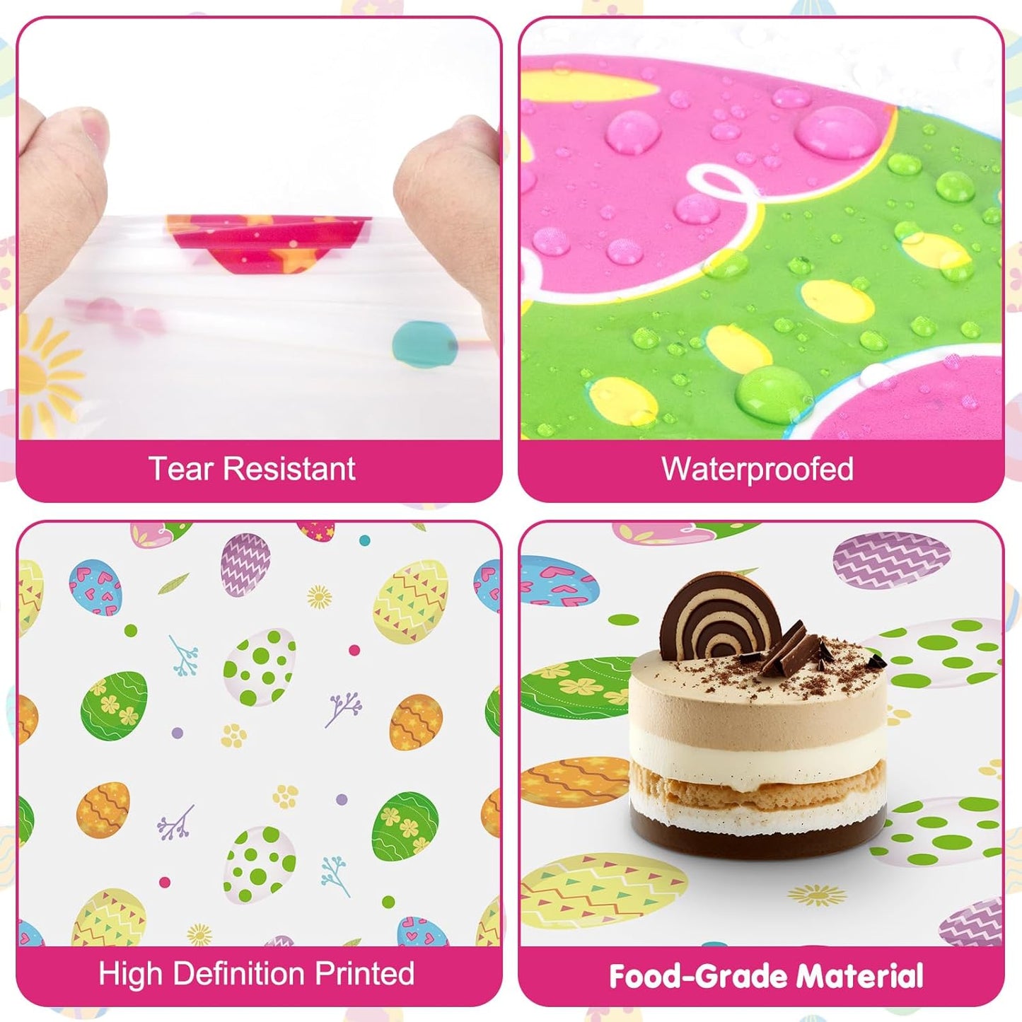 2 Pack Easter Tablecloth - Colorful Easter Eggs Table Cloth, Plastic Disposable Rectangle Spring Easters Egg Table Cover for Easters Tables Decorations and Party Supplies Decor Favors, 108 x 54 Inch