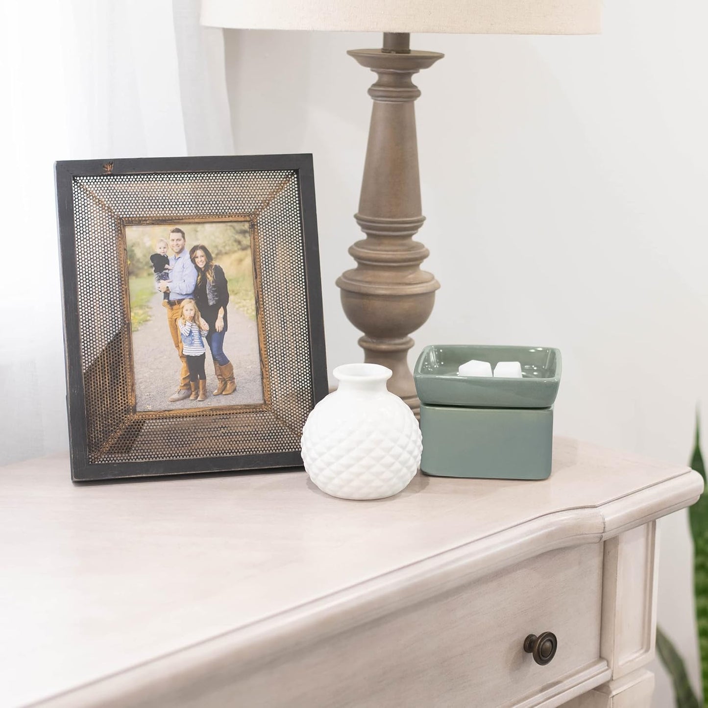 Ceramic Stoneware Electric 2-in-1 Tart Wax Oil Candle Warmer (1, Grey)