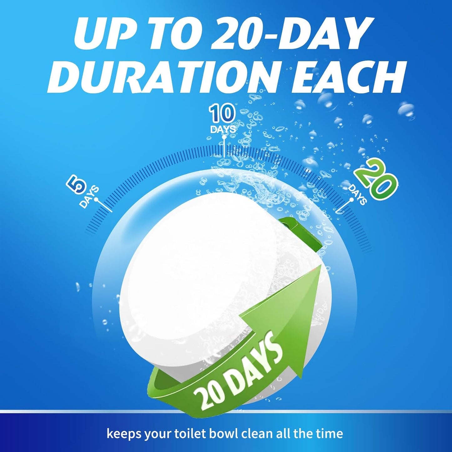 Toilet Bowl Cleaner Tablets - 20 PCS Automatic Bleach Toilet Cleaner Tablets, Slow-Releasing Deodorizing & Descaling, Powerful Bathroom Tank Cleaner