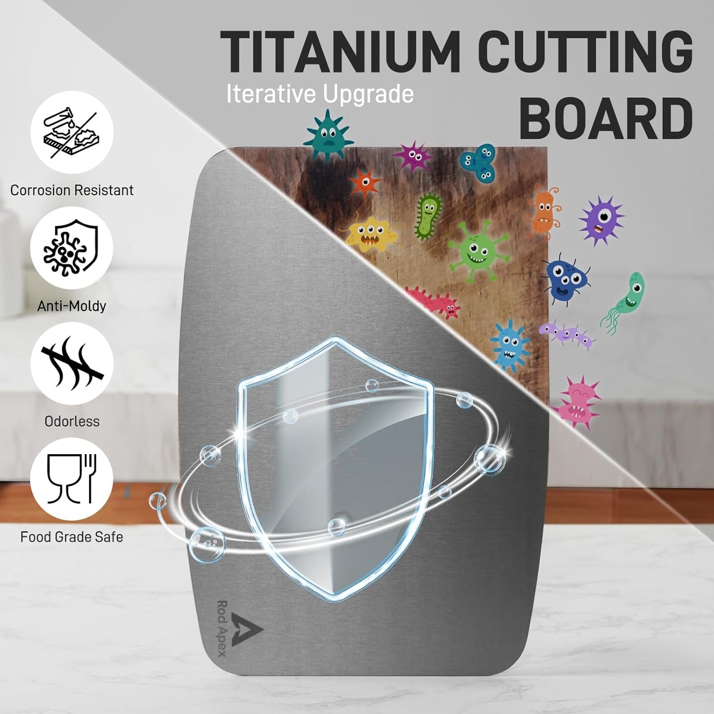 100% Pure Titanium Cutting Board, Non-Toxic Chopping Board For Kitchen, Rubber Mat, Double-Sided Pure Titanium Cutting Board for Kitchen (14"x10").
