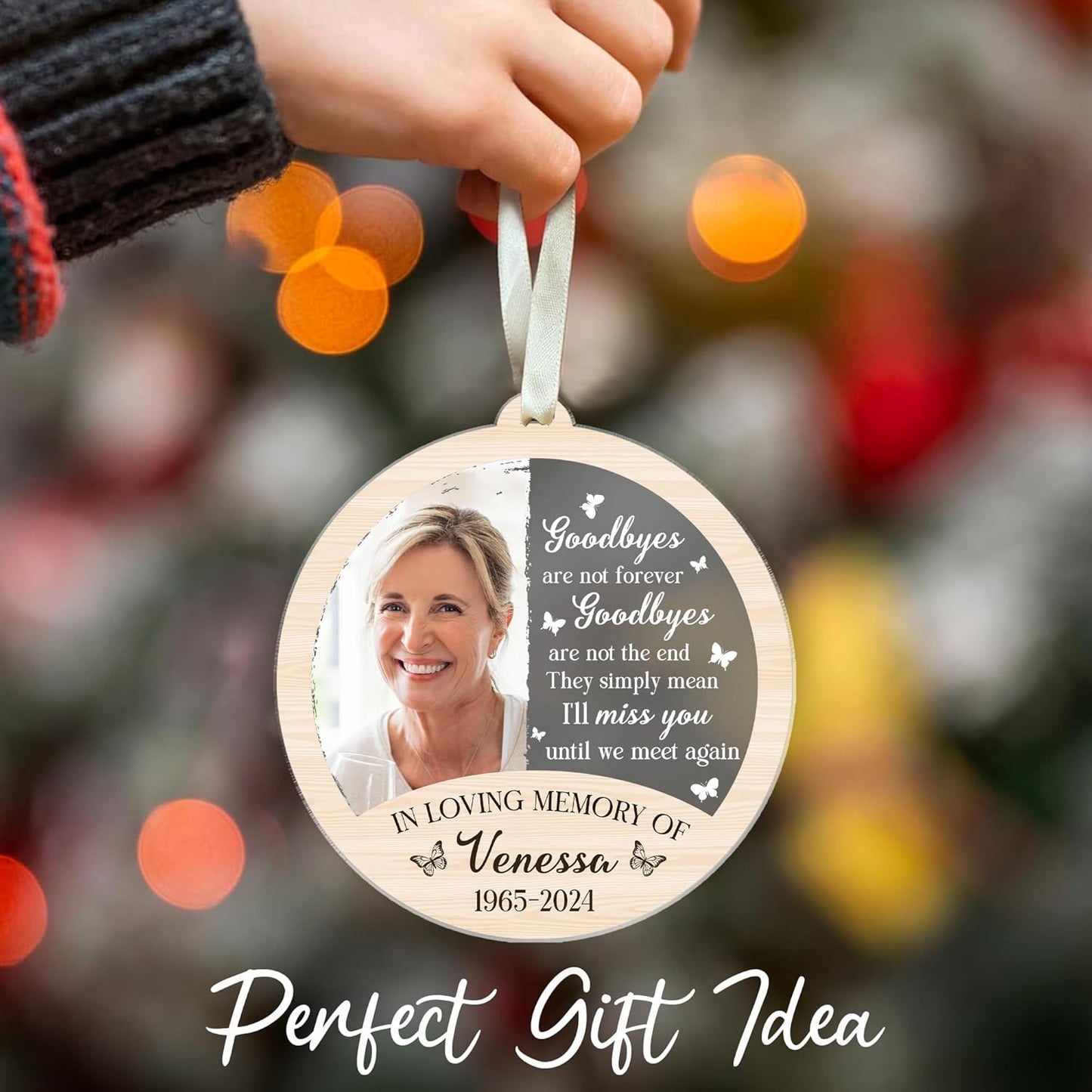 2025 Personalized Memorial Acrylic Ornament - Christmas, Birthday, for Loss of Loved One - Custom Photo, Name, Year in Loving Memory Keepsake Decoration