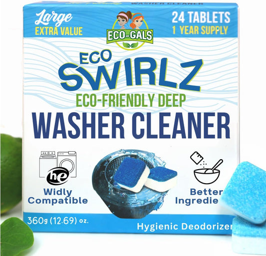 Washing Machine Cleaner and Deodorizing Tablets For Front & Top Load Washers Including H.E. to Remove Odor causing build-up, Pet Hair, & debris from drum, pipes, and filter.