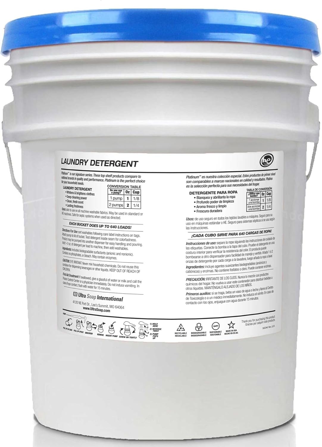 Ultra Fresh Liquid Laundry Detergent Washing Soap, 6X Platinum, Fragrance Free and Dye Free, 5 Gallon - Fabric Odor Remover to Wash Clothes and Sheets