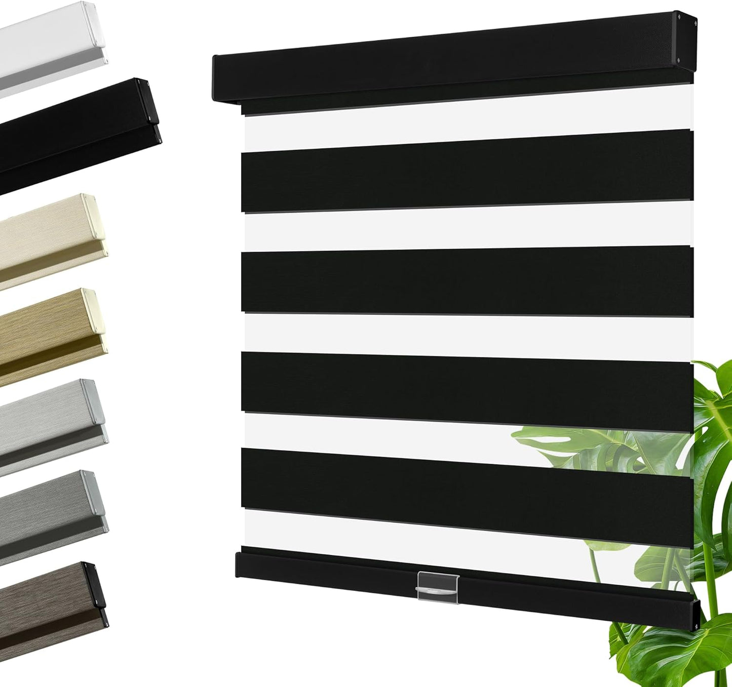 Cordless Zebra Blinds for Windows, Blackout Interior Blinds,Easy to Install,UV Protection,for Offices and Home,Custom Roller Shades, Solid Black, 78" W x 80" H