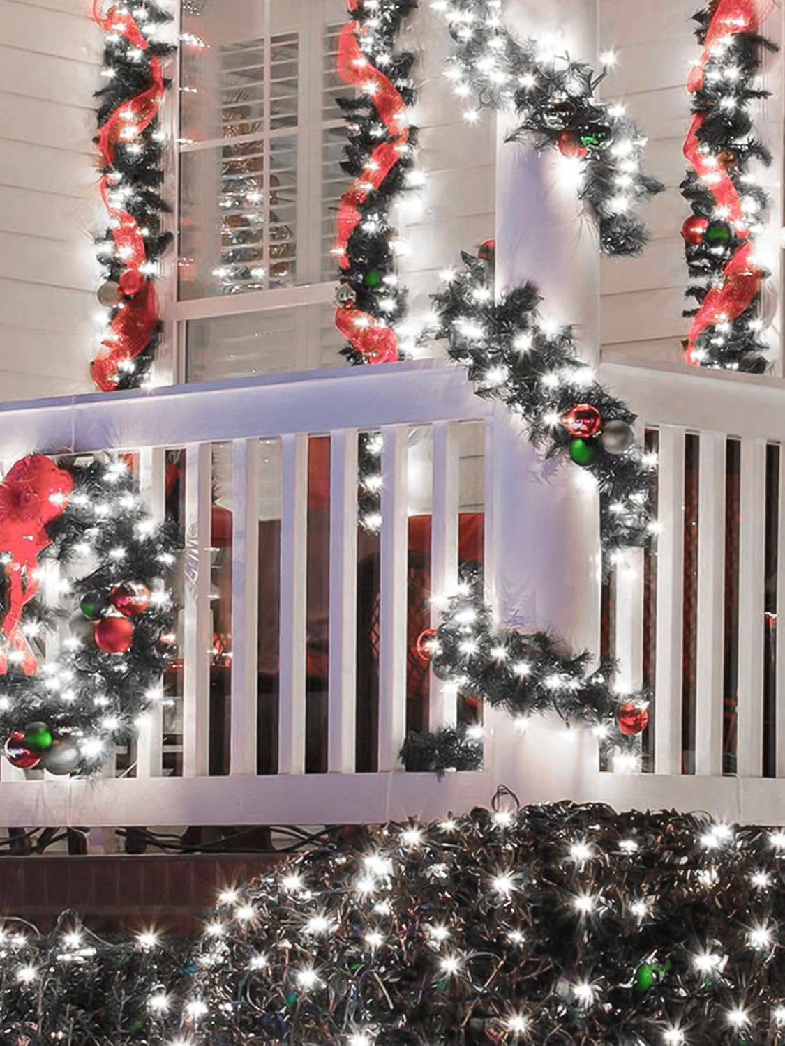 Cool White Solar Christmas Lights Outdoor Decorations Waterproof, Tatal 2 Pack 200LED 66FT Solar String Lights Green Wire with 8 Modes, Christmas Fairy Light for Xmas Tree Party Wedding Garden Decor