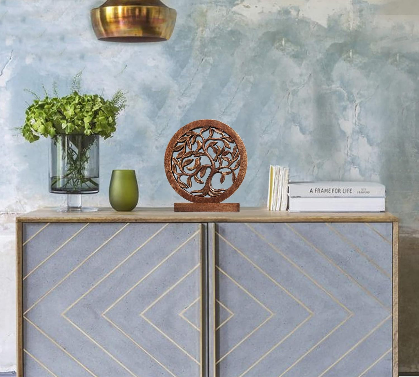 Decozen Wooden Tree of Life Sculpture - Birthday Gifts, Home, Office, Living Room, Shelf, Fireplace, Farmhouse, Tabletop, Boho and Mantle Decor - Decorations