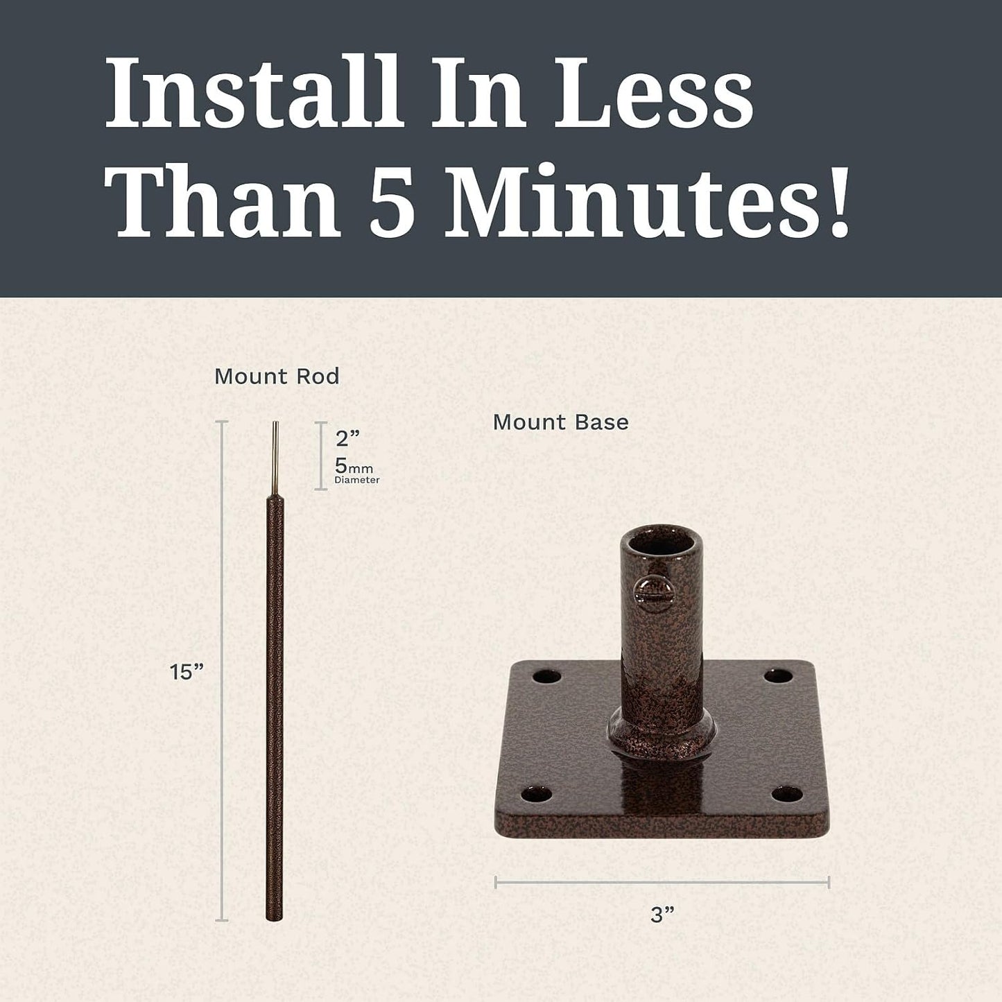 EZ Vane Birdhouse Weathervane — Deck Mount, Wind Cups, Antique Copper Finish, Steel with Durable Triple Powder Coating, Handcrafted in USA