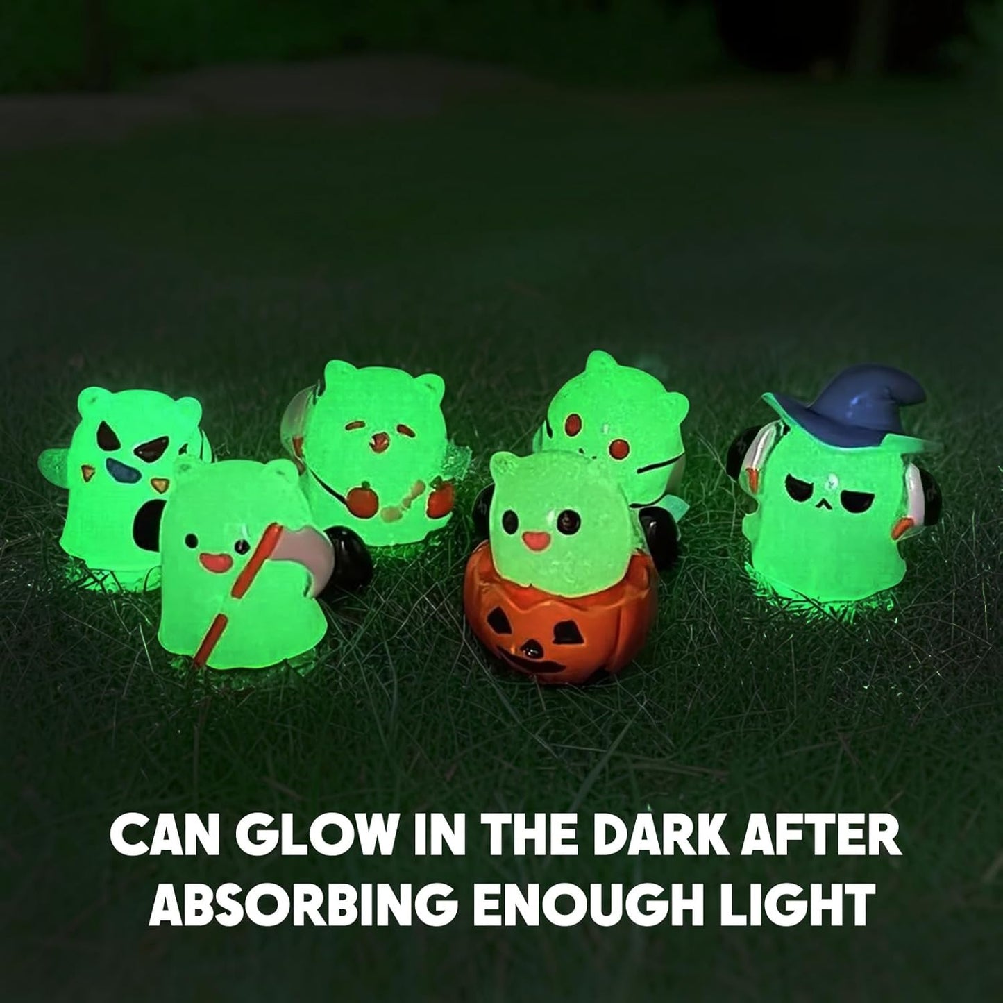 Halloween Ghost Figurine, Spooky Resin Glow in The Dark Statue, Cute Decor for Halloween Decorations Indoor, Funny Porch and Indoor Spooky Home Decor Gifts 6Pcs