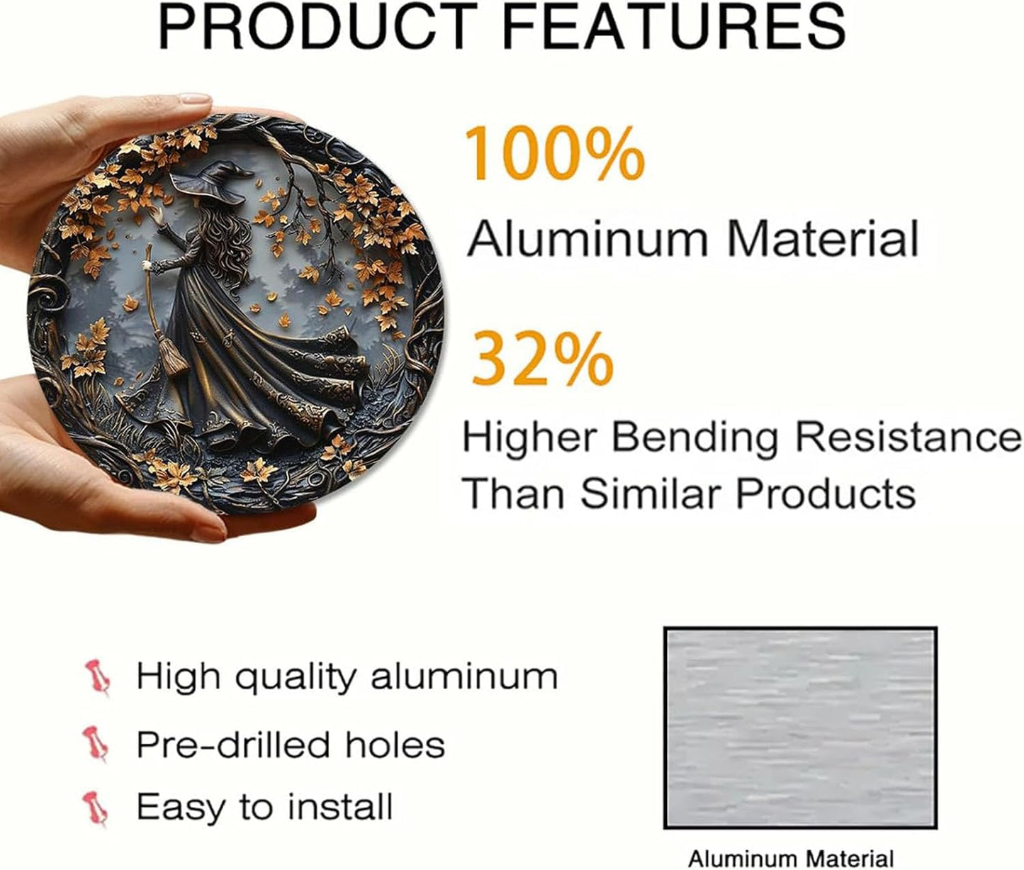 Fanyil/Olygee/Sherum/Shirem/Pubyfun/Glosrity/Libilin/Graddi/Solymody/Gowebs/Goredny/Vianys Witching Hour, Door Way Hanging Decor Halloween, 2D Wooden Round Witches Sign (A+B, 11.8")