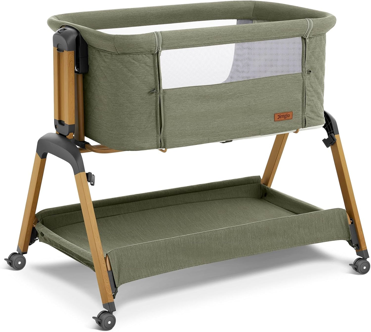 3 in 1 Baby Bassinet, Rocking Bassinets with Comfy Mattress and Wheels, Adjustable Height Bassinet Bedside Sleeper, Easy Folding Portable Crib for Newborn (Green)