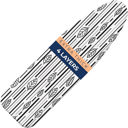 Ironing Board Cover and Pad Extra Thick Heavy Duty Padded 4 Layers Non Stick Scorch and Stain Resistant 15x54 and 3 Fasteners Elastic Edge with Bonus Protective Scorch Mesh Cloth