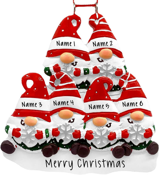 2025 Personalized Christmas Ornaments Family of 2/3/4/5/6,Custom Christmas Gnome Ornaments Deorations with Names,Customized Xmas Ornament Tree Deorations,Personalized Xmas Ornament Gifts