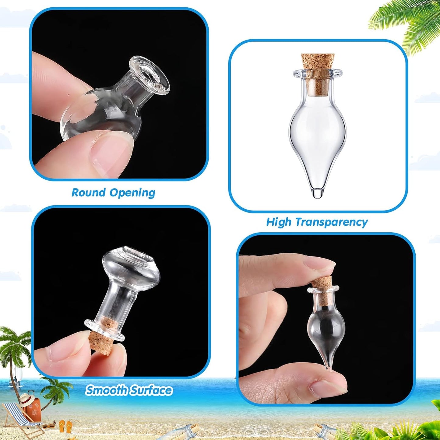 140 Pcs Mini Glass Bottles with Cork Stoppers Tiny Wishing Potion Bottles, 14 Shapes, Small Spell Apothecary Jar Vials Witchcraft Drifting Jar for Wedding Halloween Party Arts DIY Crafts