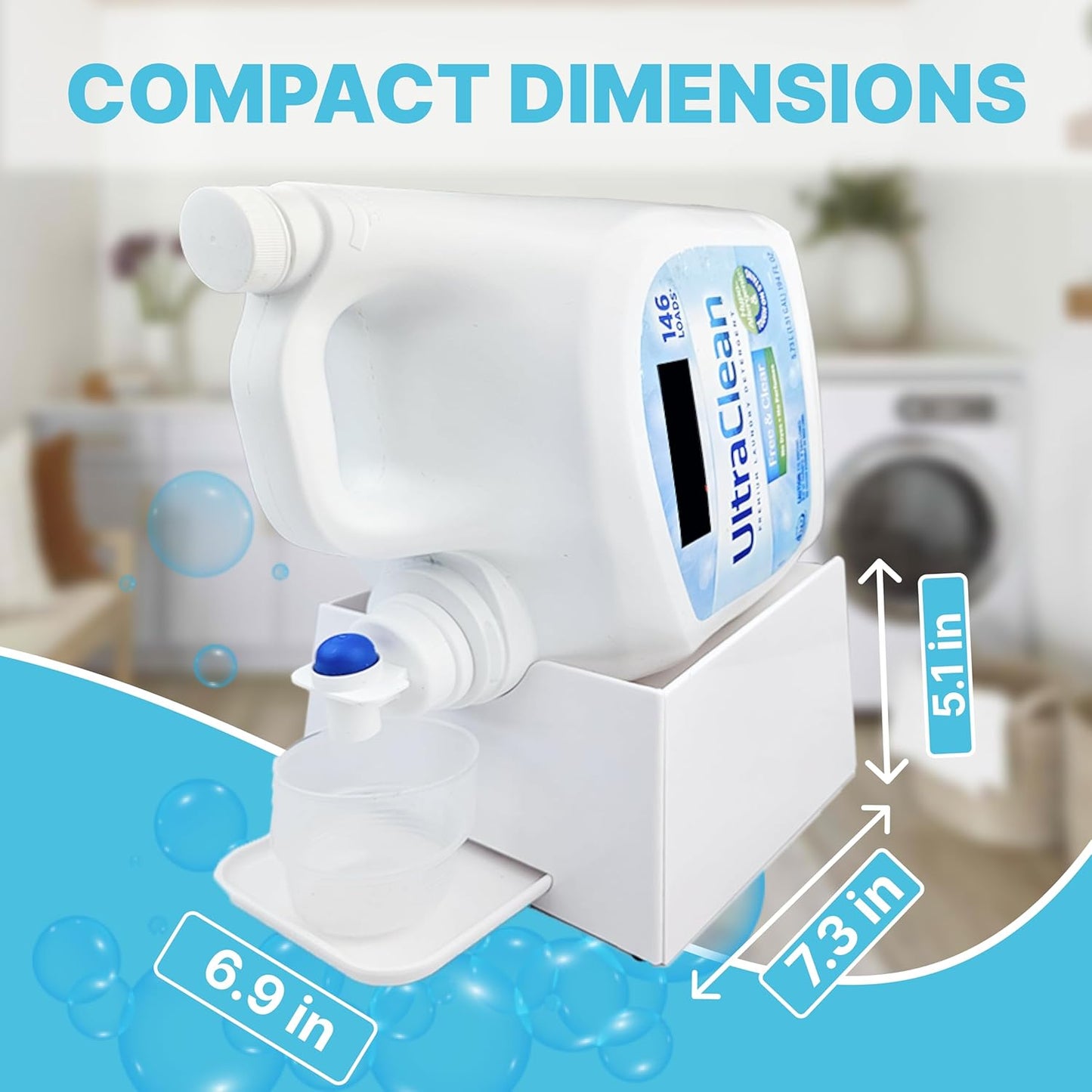 TidyFriend No-Spill Liquid Laundry Detergent Dispenser Holder, Laundry Soap Dispenser Holder with Drip Tray for Laundry Room Organization, Angled Downward Slope for Easy Pouring (No Strap, Ivory)